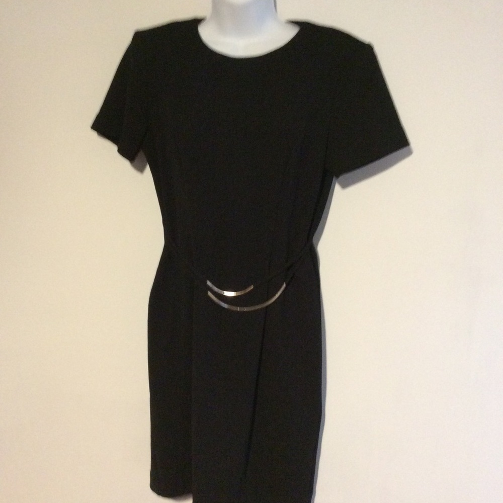 Black Short Sleeve Retro Dress Career Work Size 6